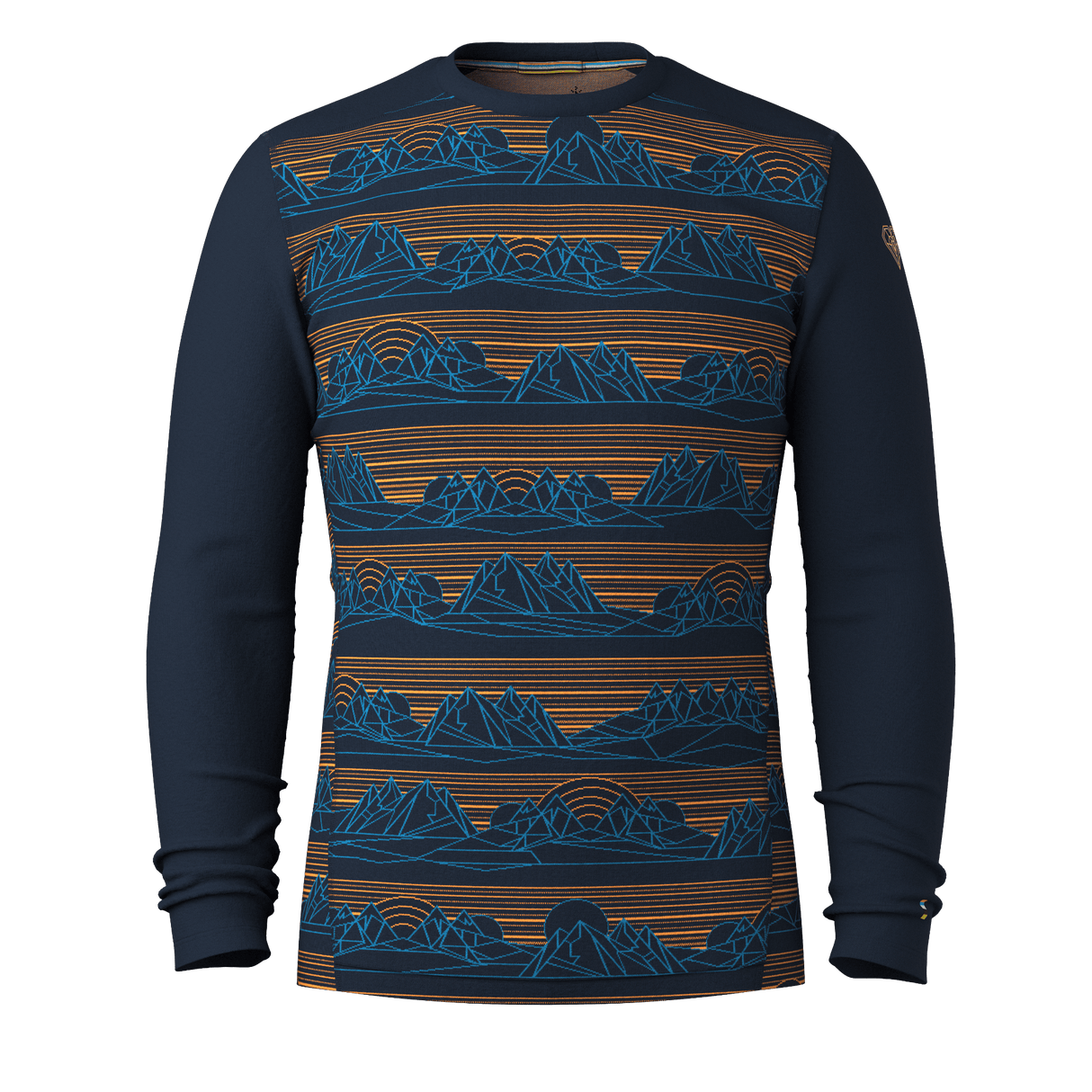 Smartwool Mens Classic Thermal Merino Base Layer Crew  -  Small / Deep Navy Geo Peaks