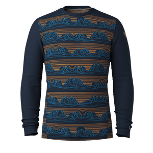 Smartwool Mens Classic Thermal Merino Base Layer Crew  -  Small / Deep Navy Geo Peaks