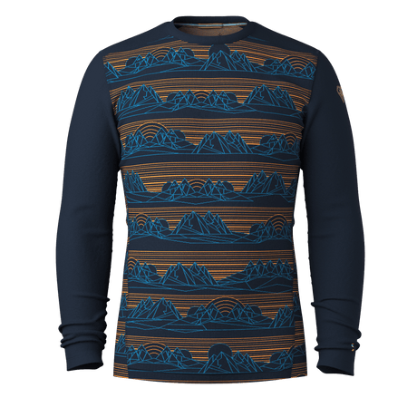 Smartwool Mens Classic Thermal Merino Base Layer Crew  -  Small / Deep Navy Geo Peaks