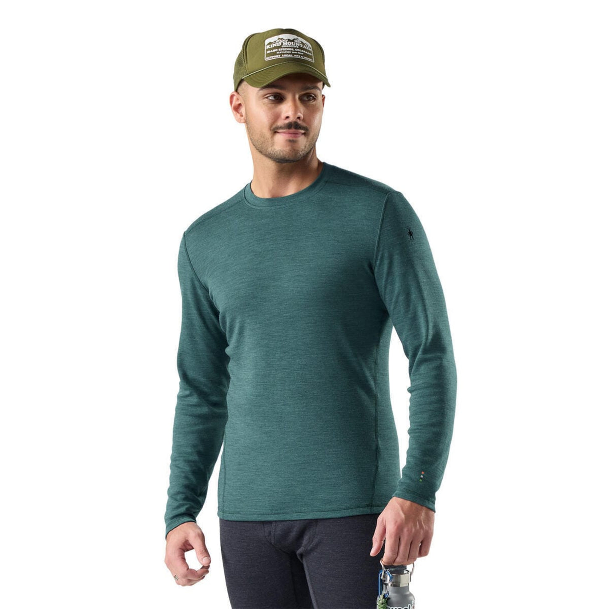 Men's Classic Thermal Merino Base Layer Crew - Dark Teal Heather
