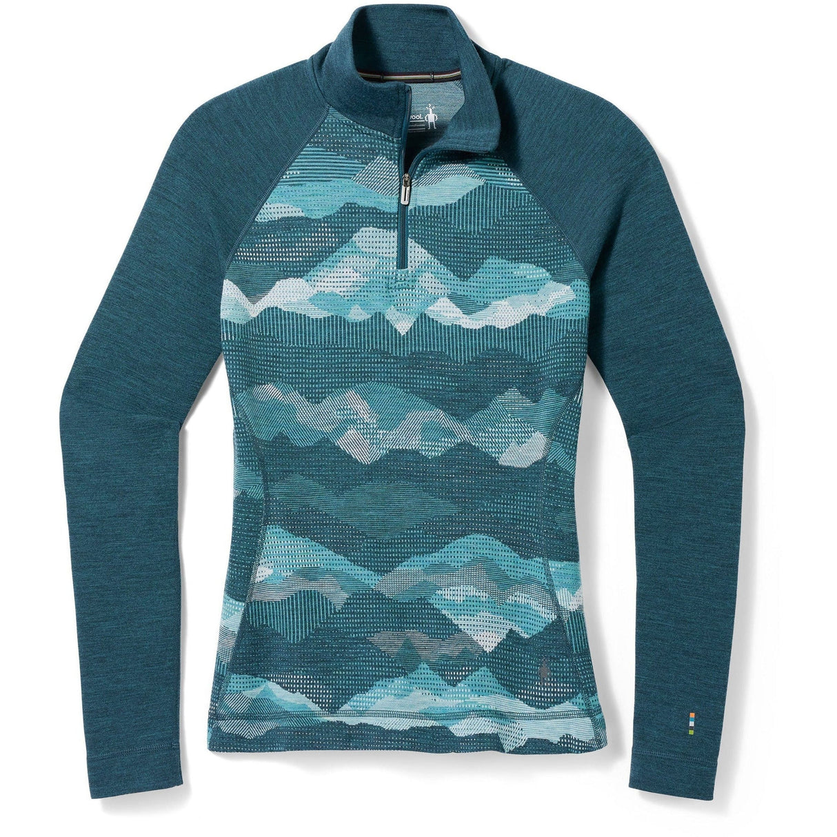 Smartwool Womens Classic Thermal Merino Base Layer 1/4 Zip  -  X-Small / Twilight Blue Mtn Scape