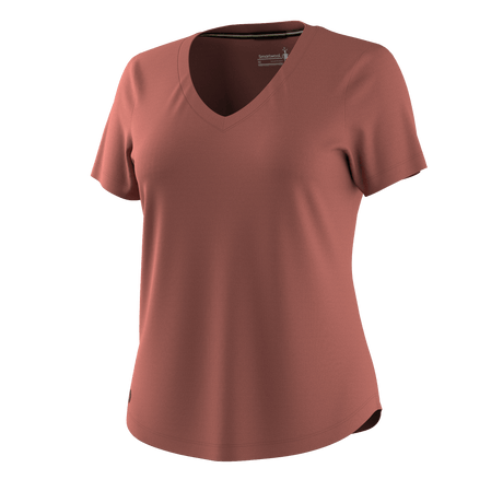 Smartwool Womens Active Ultralite V-Neck Short Sleeve Tee  -  Small / Burnt Sienna