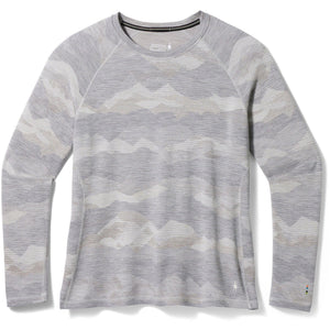 Smartwool Womens Classic Thermal Merino Base Layer Crew Plus  -  2X / Light Gray Mountain Scape