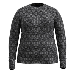 Smartwool Womens Classic Thermal Merino Base Layer Crew Plus - Clearance  -  2X / Black Digi Snow