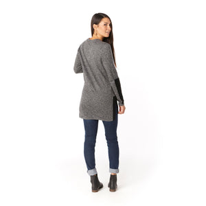 Smartwool Womens Shadow Pine Tunic Sweater  -  Small / Black/Moonbeam Marl