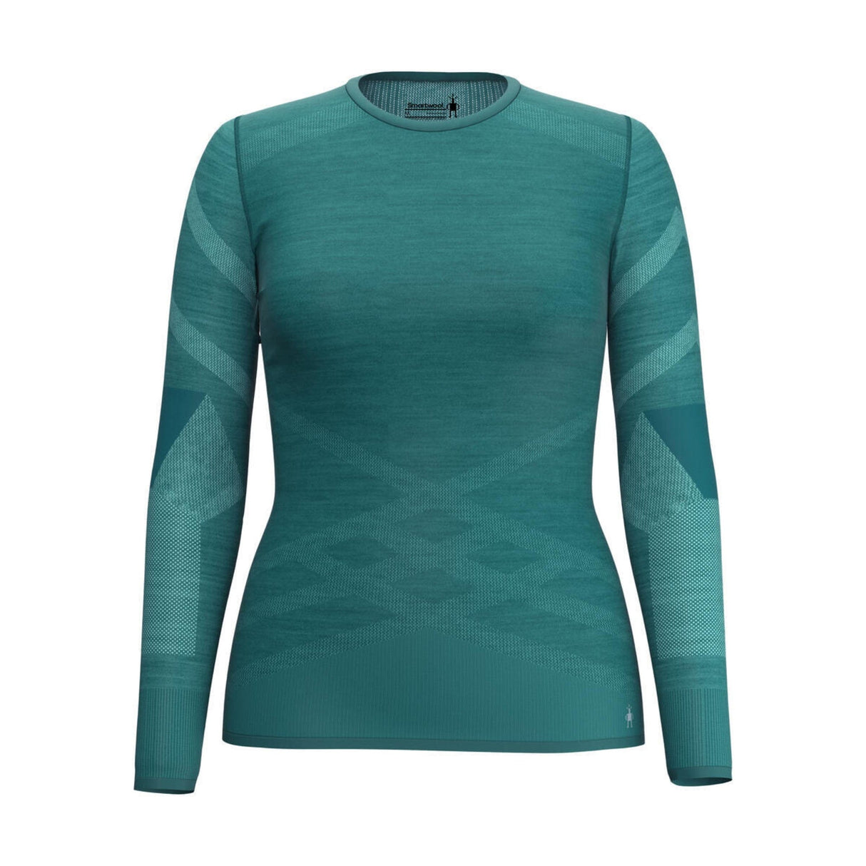 Smartwool Womens Intraknit Thermal Merino Base Layer Crew - Clearance  -  X-Large / Emerald-White