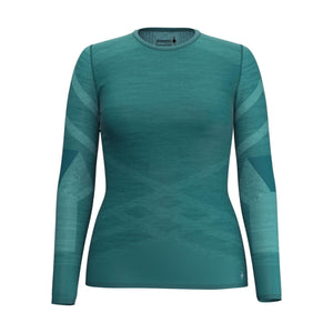 Smartwool Womens Intraknit Thermal Merino Base Layer Crew - Clearance  -  X-Large / Emerald-White