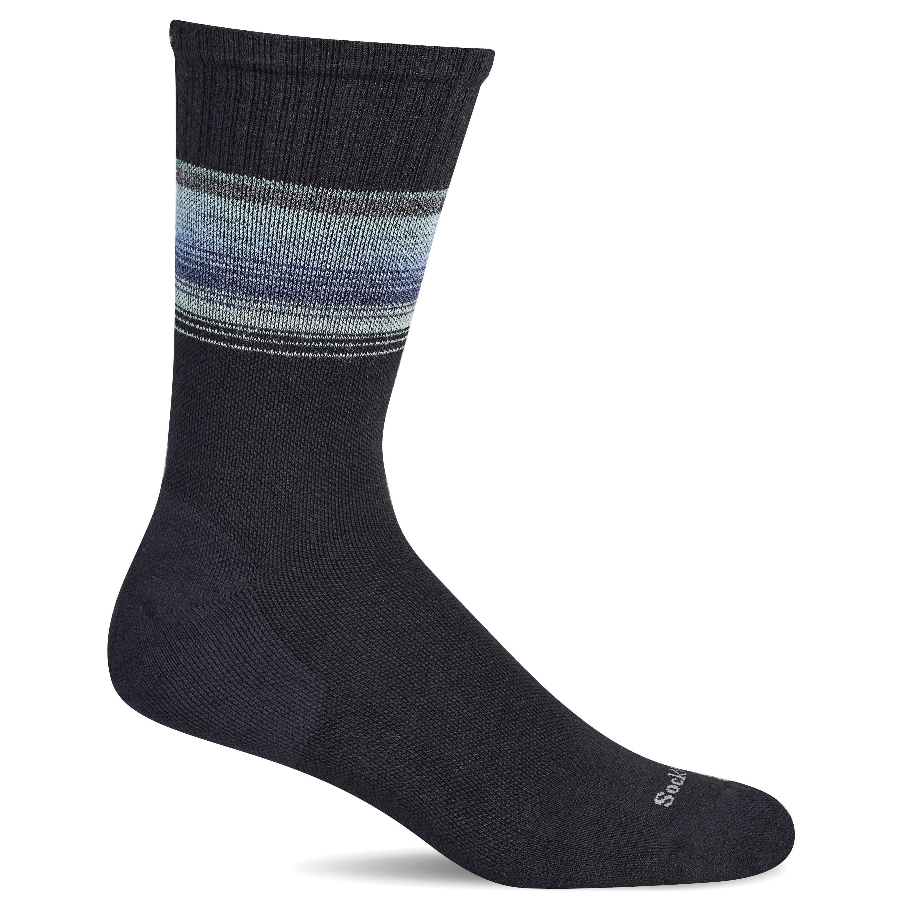 Sockwell Mens Plantar Cush Crew II Firm Compression Crew Socks  -  Medium/Large / Black