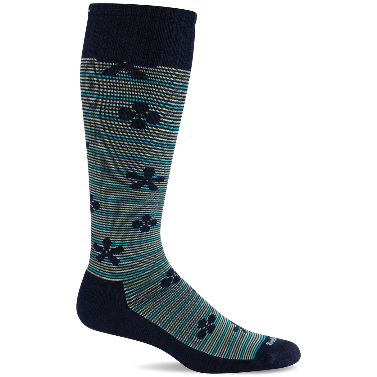 Sockwell Womens Featherweight Floral Moderate Compression Knee High Socks  -  Small/Medium / Navy