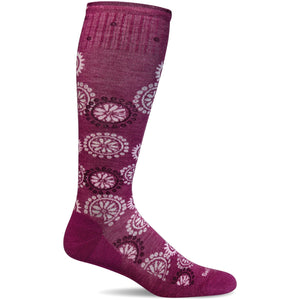 Sockwell Womens Block Print Moderate Compression Knee-High Socks  -  Small/Medium / Raspberry