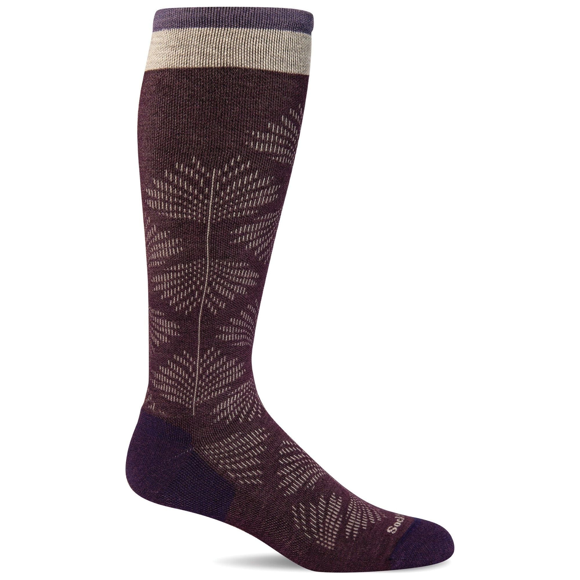 Sockwell Womens Full Floral Wide Calf Fit Moderate Compression Socks  -  Small/Medium / Blackberry