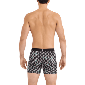 SAXX Mens DropTemp Cooling Cotton Boxer Brief Patterns - Flight Pattern/Black