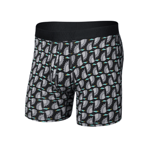SAXX Mens DropTemp Cooling Cotton Boxer Brief Patterns - Flight Pattern/Black
