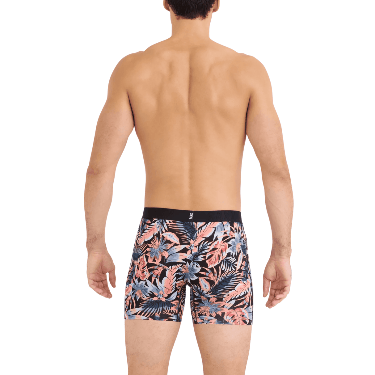 SAXX Mens DropTemp Cooling Cotton Boxer Brief Patterns - Palm Passion/Black