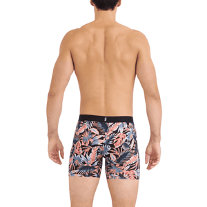 SAXX Mens DropTemp Cooling Cotton Boxer Brief Patterns - Palm Passion/Black