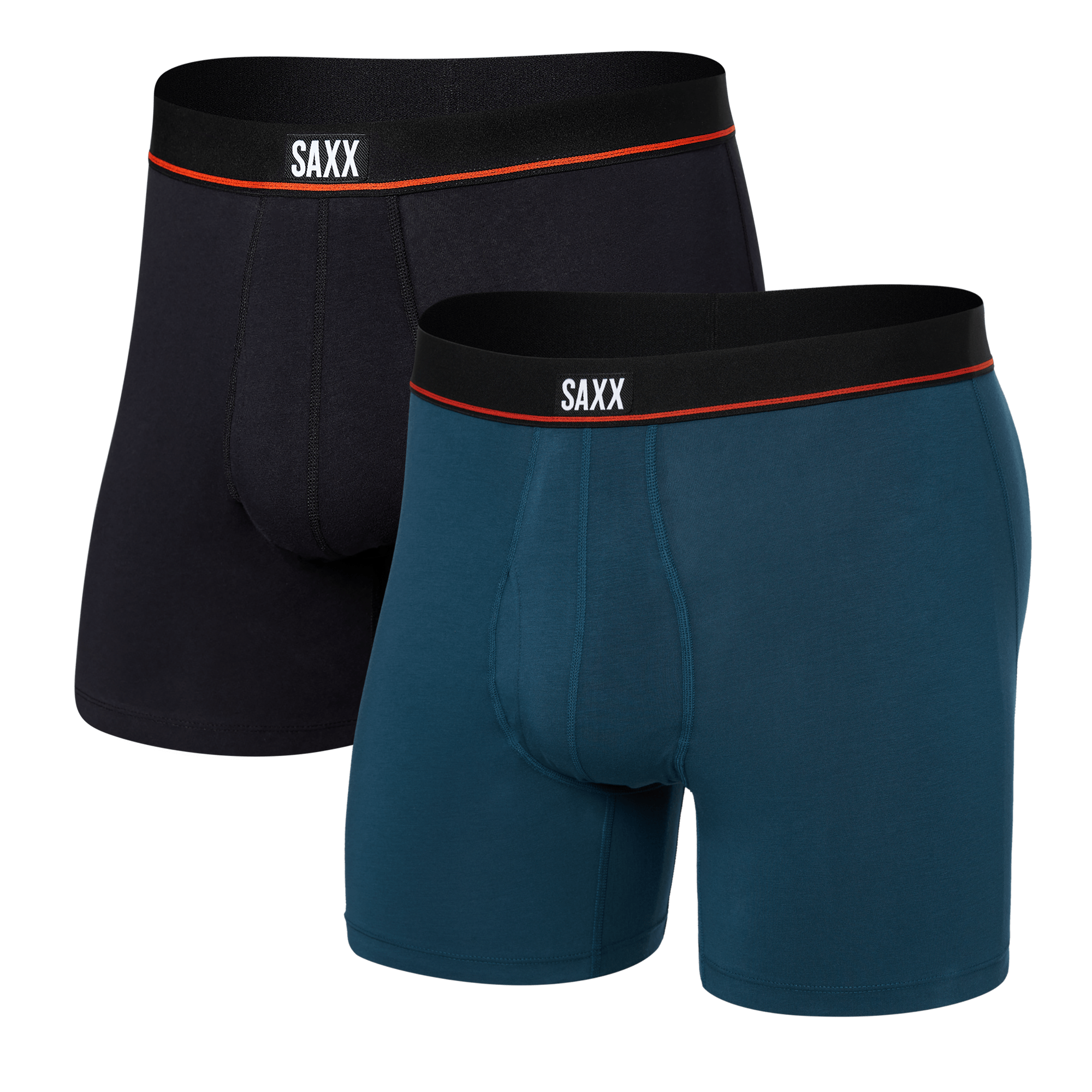 SAXX Mens Non-Stop Stretch Cotton Boxer Briefs 2-Pack  -  Small / Hurricane/Black