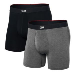 SAXX Mens Vibe Xtra Boxer Briefs 2-Pack  -  Small / Black/Dark Grey Heather