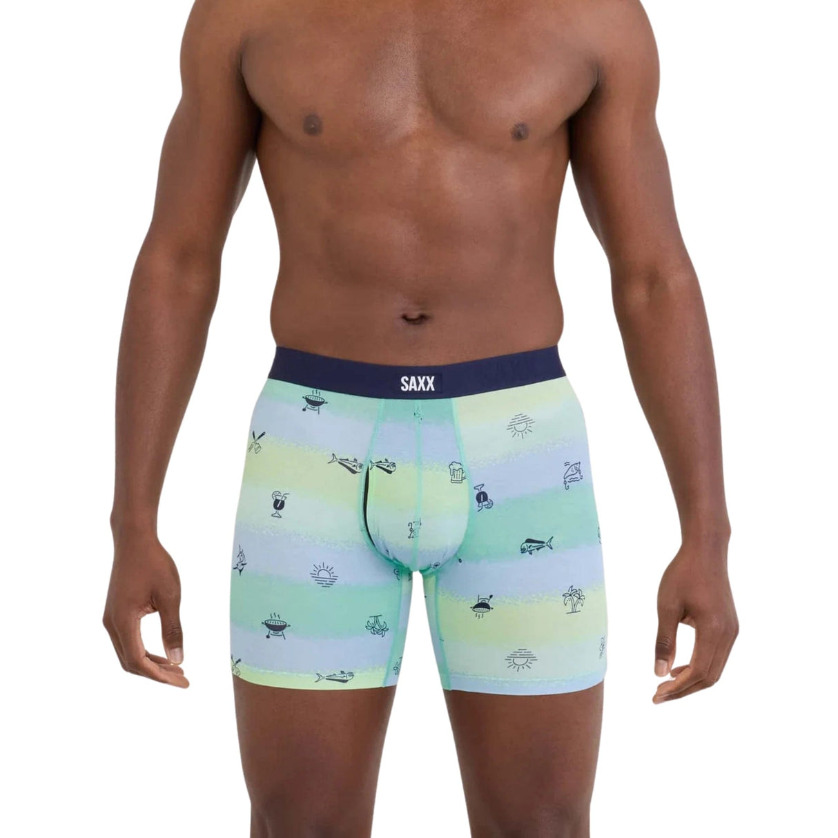 SAXX Mens Vibe Xtra Soft Comfort Boxer Brief Fly - Iconic Summer - Multi
