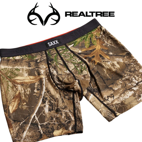SAXX Mens Vibe Xtra Soft Comfort Boxer Brief Fly - Real Tree Edge - Multi
