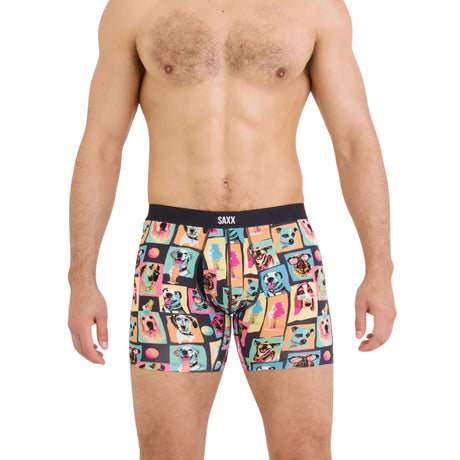 SAXX Mens Vibe Xtra Soft Comfort Boxer Brief Fly - Summer Dogs of SAXX - Multi

