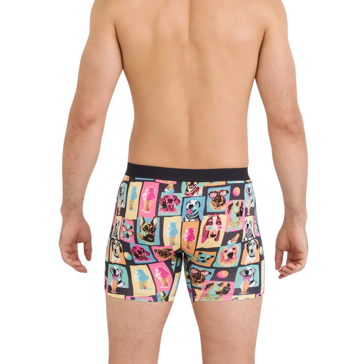 SAXX Mens Vibe Xtra Soft Comfort Boxer Brief Fly - Summer Dogs of SAXX - Multi
