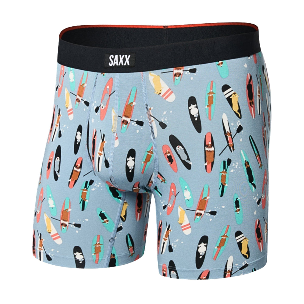 SAXX Mens Vibe Xtra Soft Comfort Boxer Brief Fly - Sup Dogs - Ashley Blue
