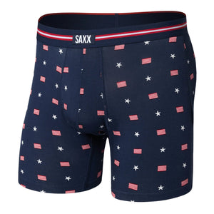 SAXX Mens Vibe Xtra Soft Comfort Boxer Brief Fly - USA Signet - Maritime
