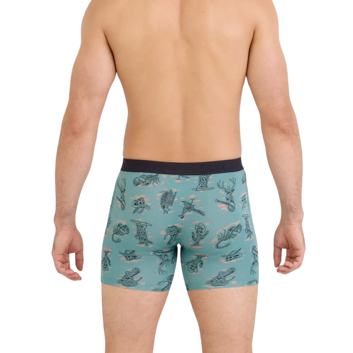 SAXX Mens Vibe Xtra Soft Comfort Boxer Brief Fly - Western Weird - Washed Teal

