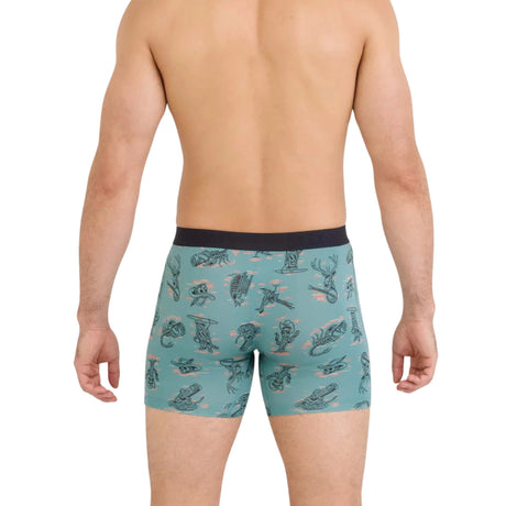 SAXX Mens Vibe Xtra Soft Comfort Boxer Brief Fly - Western Weird - Washed Teal
