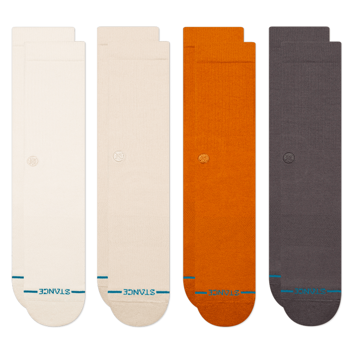 Stance Icon 4-Pack Crew Socks  -  Medium / Canvas