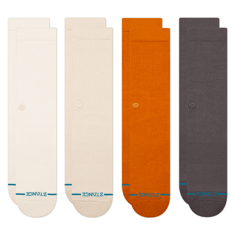 Stance Icon 4-Pack Crew Socks  -  Medium / Canvas