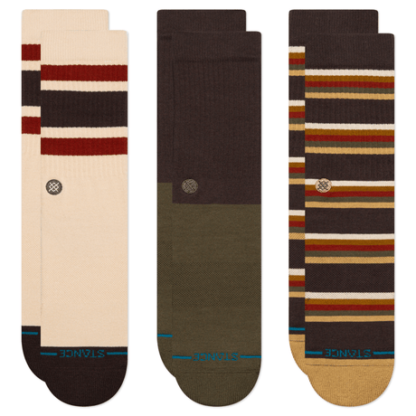 Stance Mill House 3-Pack Crew Socks  -  Medium / Dark Brown