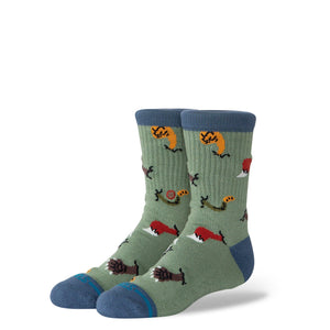 Stance Kids Nature Brawl Crew Socks  -  Large / Green