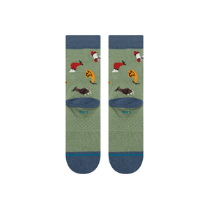 Stance Kids Nature Brawl Crew Socks  -  Large / Green