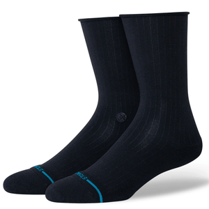 Stance Womens Rolled Solid Crew Socks  -  Small / Black