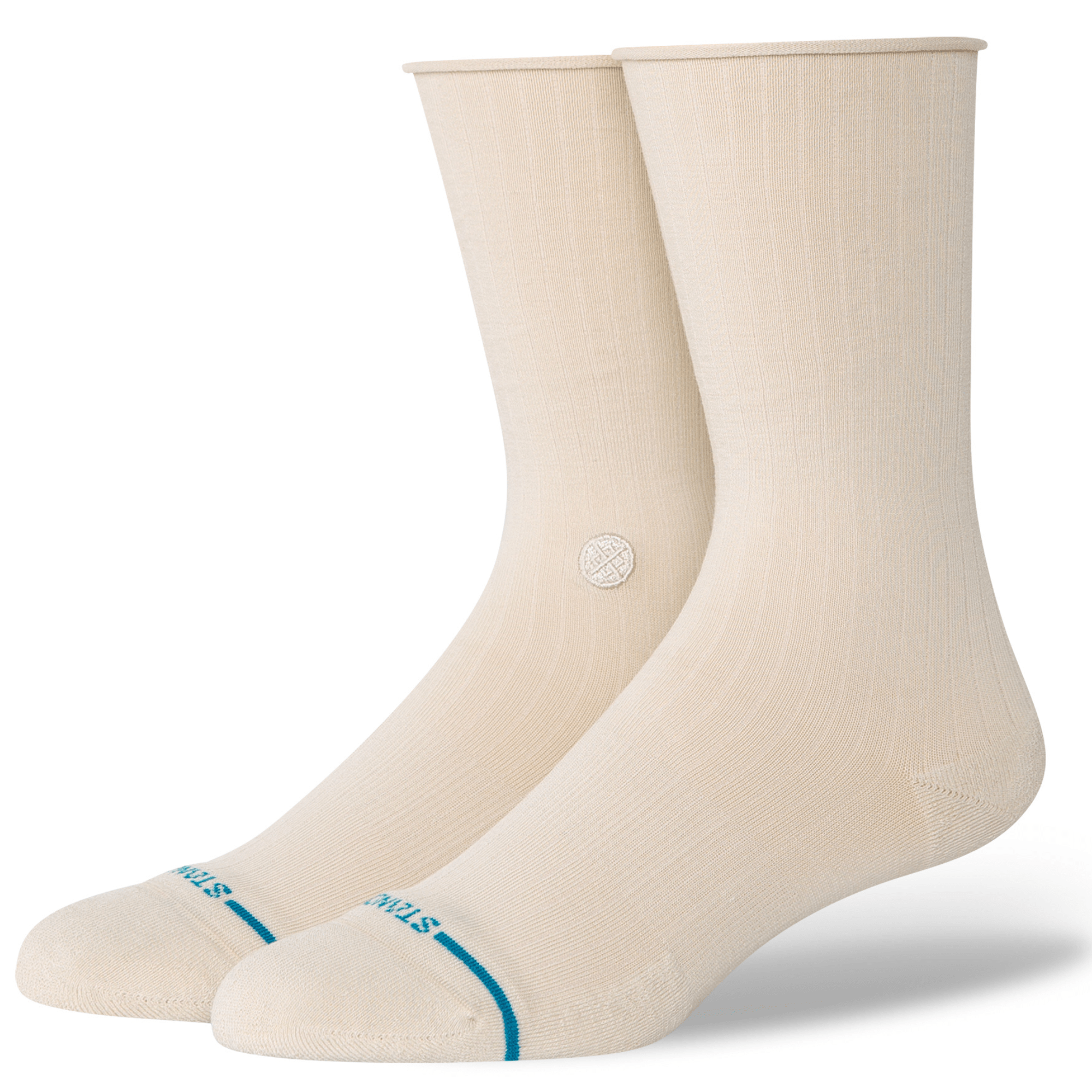 Stance Womens Rolled Solid Crew Socks  -  Small / Oatmeal