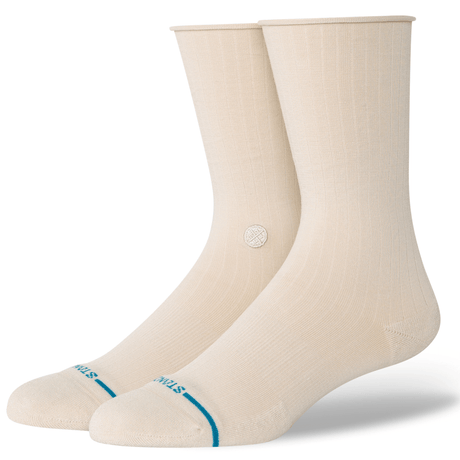 Stance Womens Rolled Solid Crew Socks  -  Small / Oatmeal