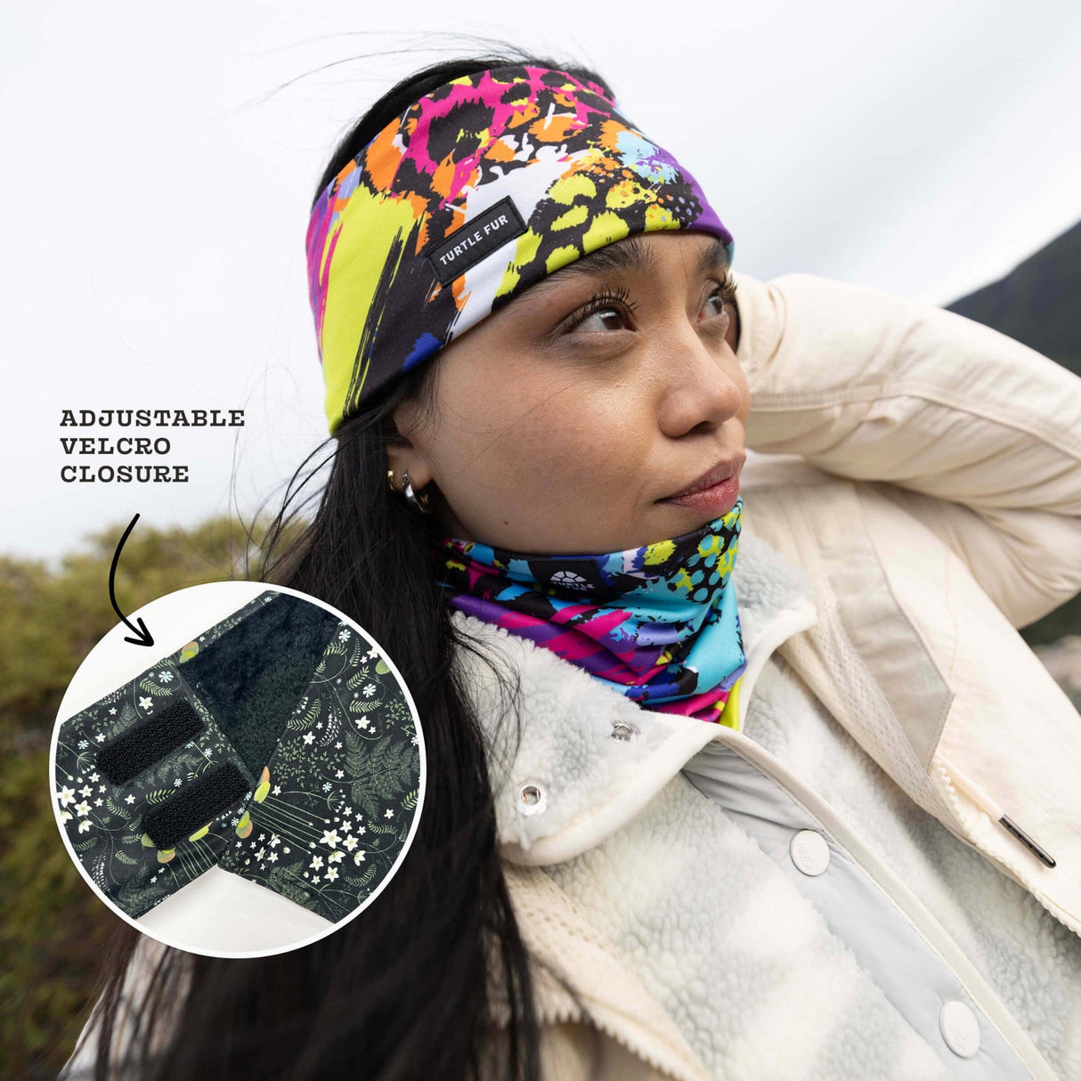 Turtle Fur Plush Lined Adjustable Wide Band  - 