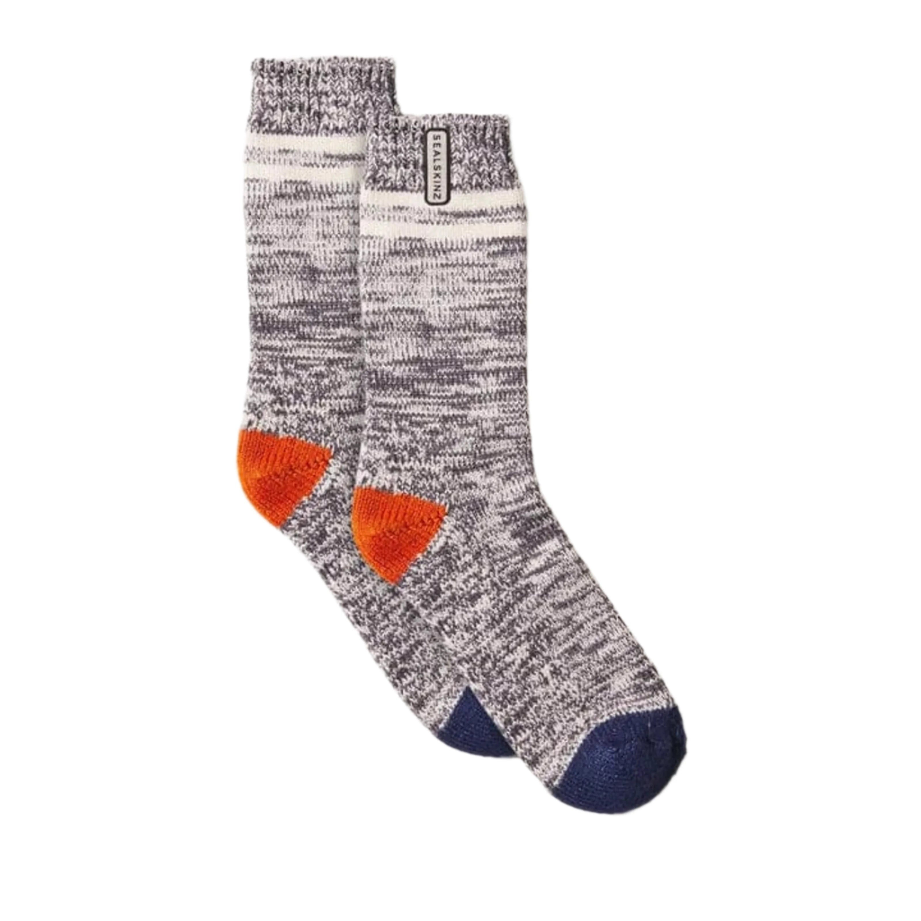 Sealskinz Mens Thwaite Bamboo Mid-Length Twisted Socks  -  Small/Medium / Gray/Blue/Orange/Cream