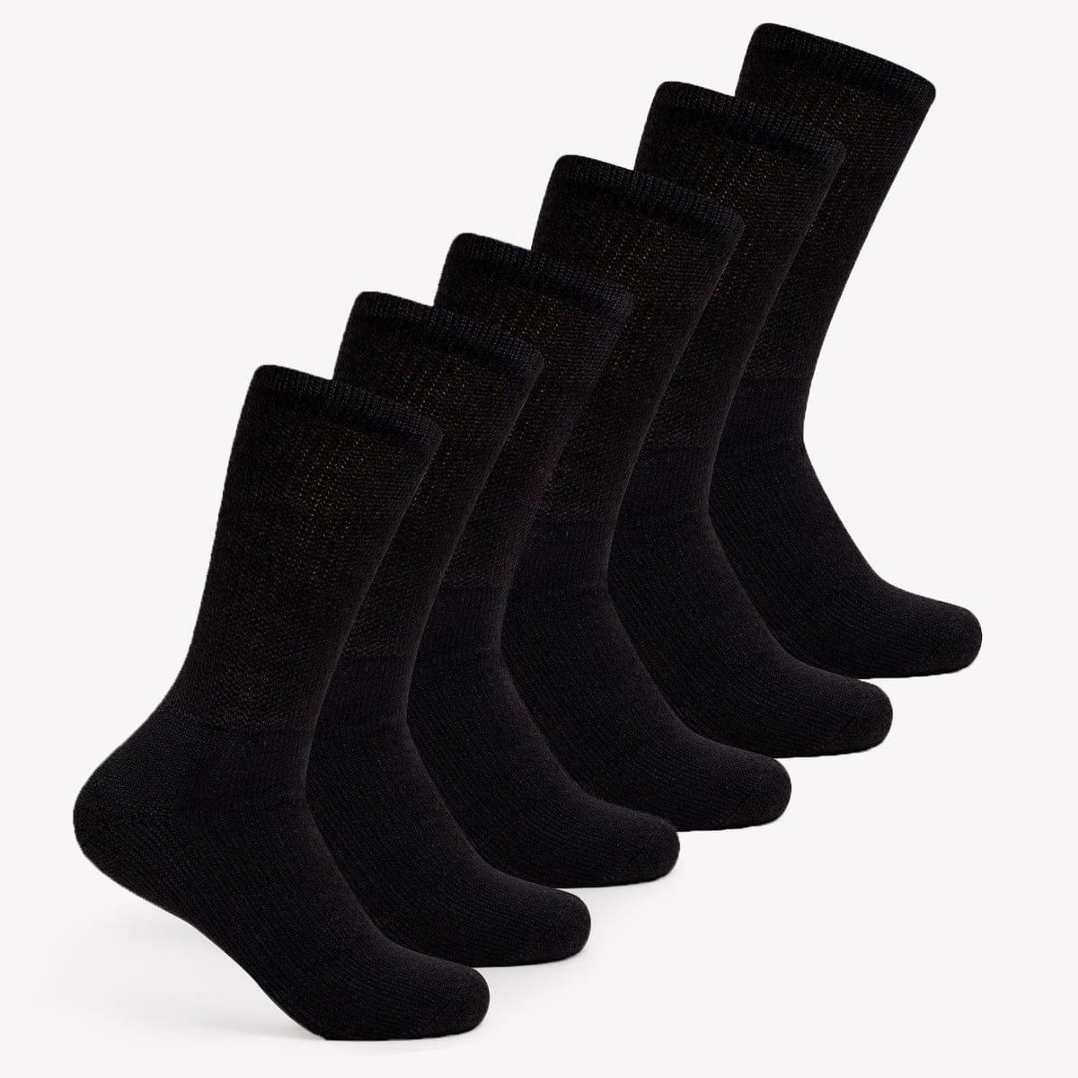 Thorlo Walking Moderate Cushion Crew Socks  -  Medium / Black / 6-Pair Pack
