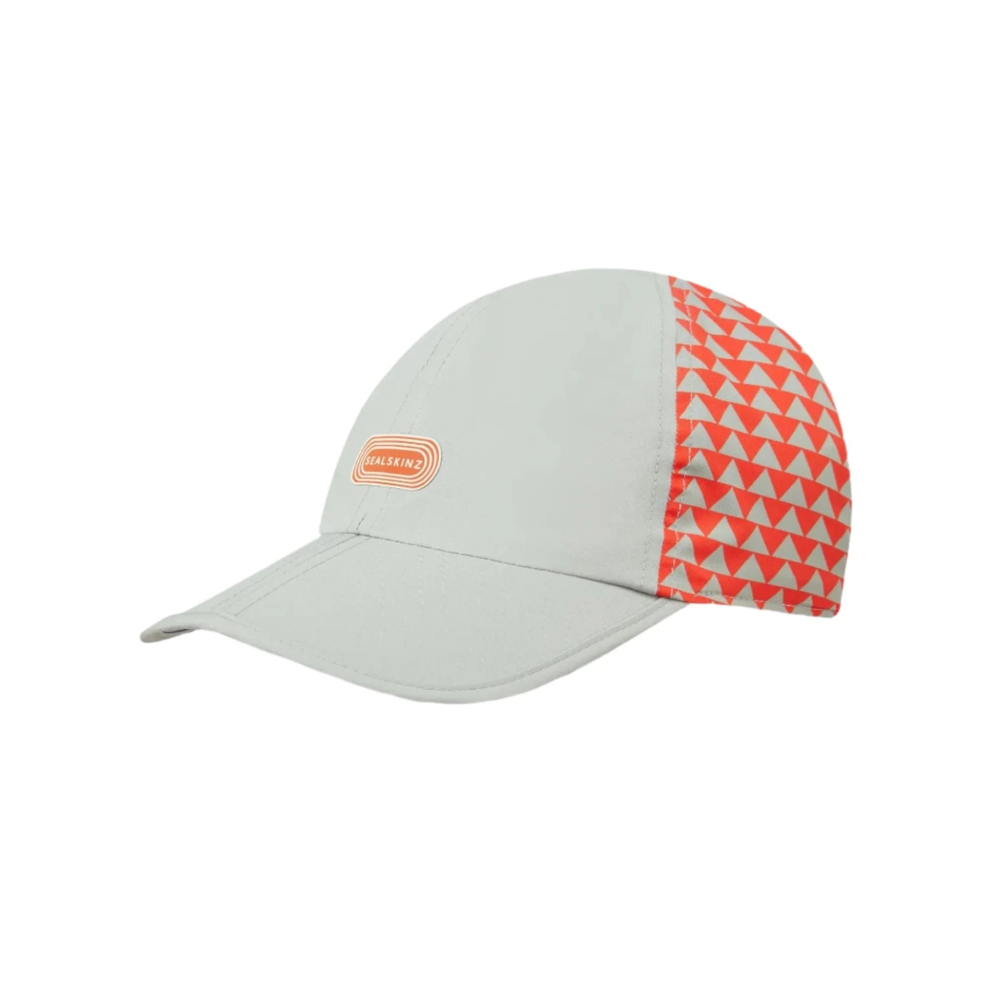Sealskinz Wymondham Waterproof Quick Dry Foldable Printed Running Cap  -  One Size Fits Most / Grey/Orange