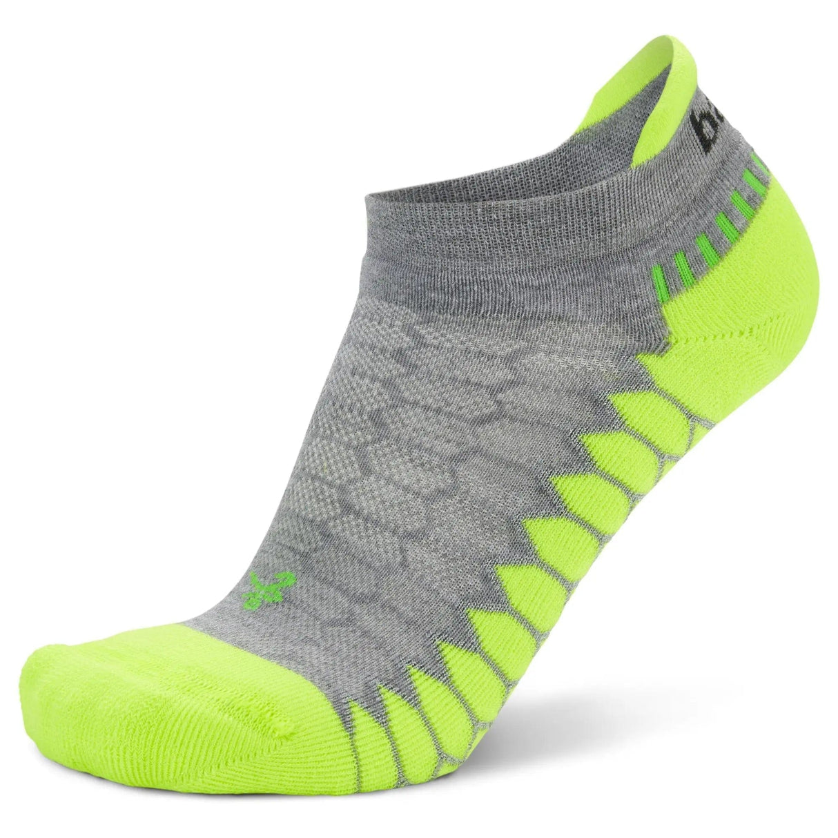 Balega Silver No Show Socks - Clearance  -  Small / Midgray/Neon Lime