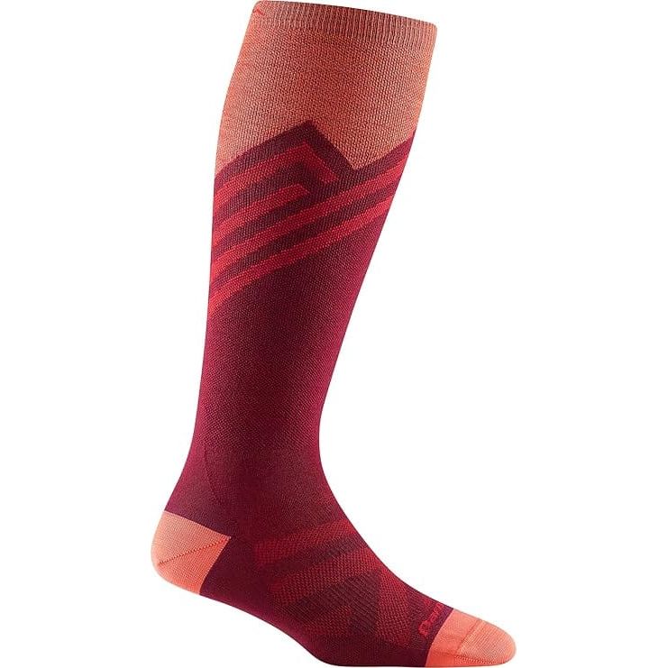 Darn Tough Womens Peaks RFL Over-the-Calf Ultra-Lightweight Ski & Snowboard Socks  -  Large / Burgundy