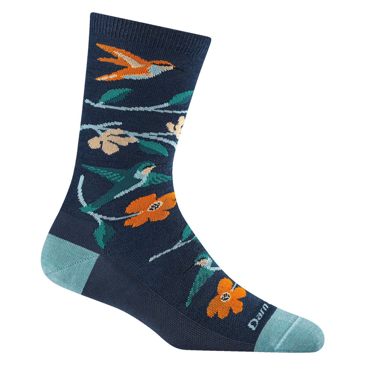Darn Tough Womens Birds of a Feather Crew Lightweight Lifestyle Socks  -  Small / Midnight