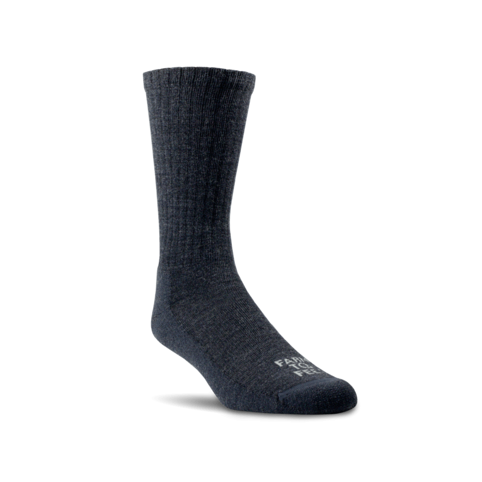 Farm to Feet Mount Airy Light Cushion Crew Everyday Socks  -  Small / Charcoal