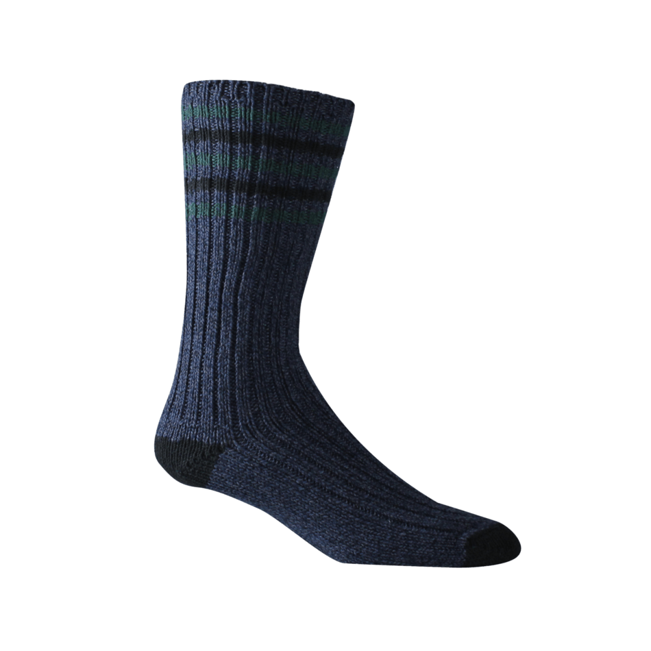 Woolrich Heritage Camp Ragg Crew Socks  -  Large / Marine Blue/Navy Frost