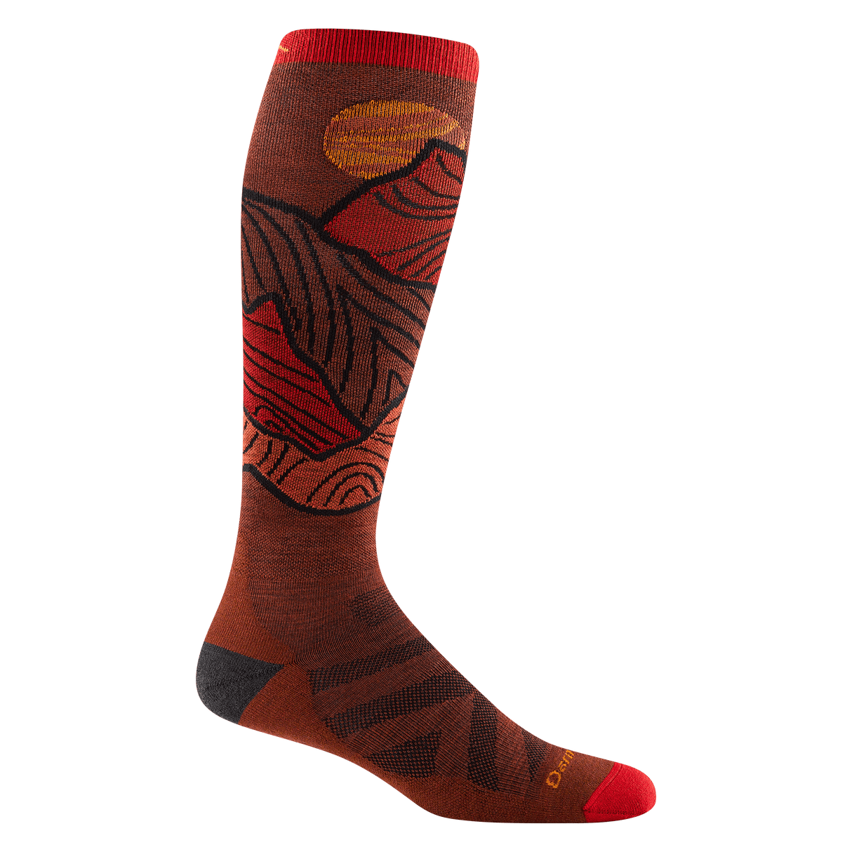 Darn Tough Mens Titan Over-the-Calf Lightweight Ski & Snowboard Socks - Clearance  -  Medium / Fireball