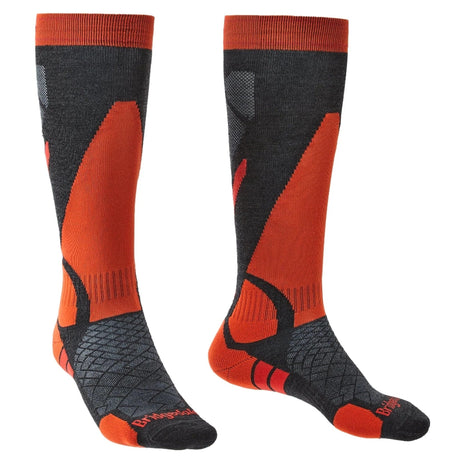 Bridgedale Lightweight Ski OTC Socks  -  Medium / Graphite/Orange