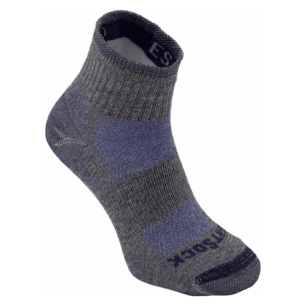 Wrightsock Double-Layer Escape Midweight Quarter Socks  -  Small / Ash Twist/Blue