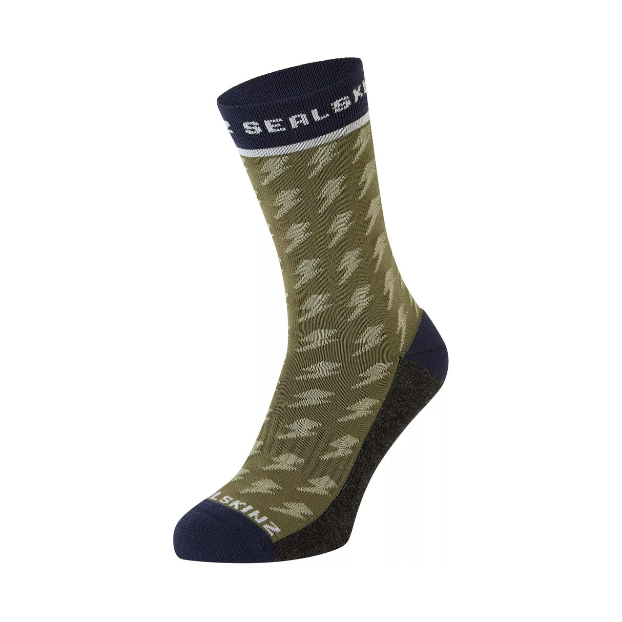 Sealskinz Womens Rudham Mid-Length Meteorological Active Socks  -  Small/Medium / Olive/Navy/Cream